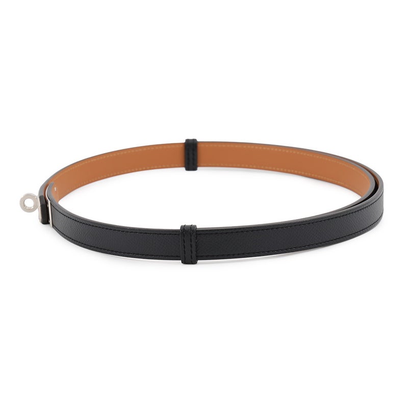 エルメス ケリーベルト 18 ブラック/シルバー金具 エプソン U刻印 HERMES 黒