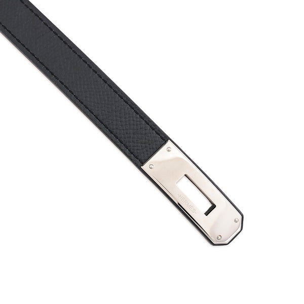 エルメス ケリーベルト 18 ブラック/シルバー金具 エプソン U刻印 HERMES 黒