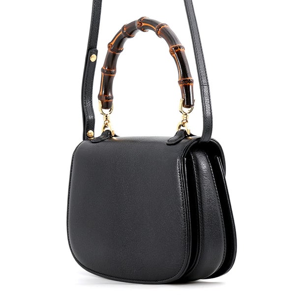 グッチ ハンドバッグ バンブー 1947 スモール レザー 863165 GUCCI 2wayショルダー 黒