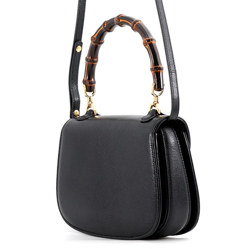 グッチ ハンドバッグ バンブー 1947 スモール レザー 863165 GUCCI 2wayショルダー 黒