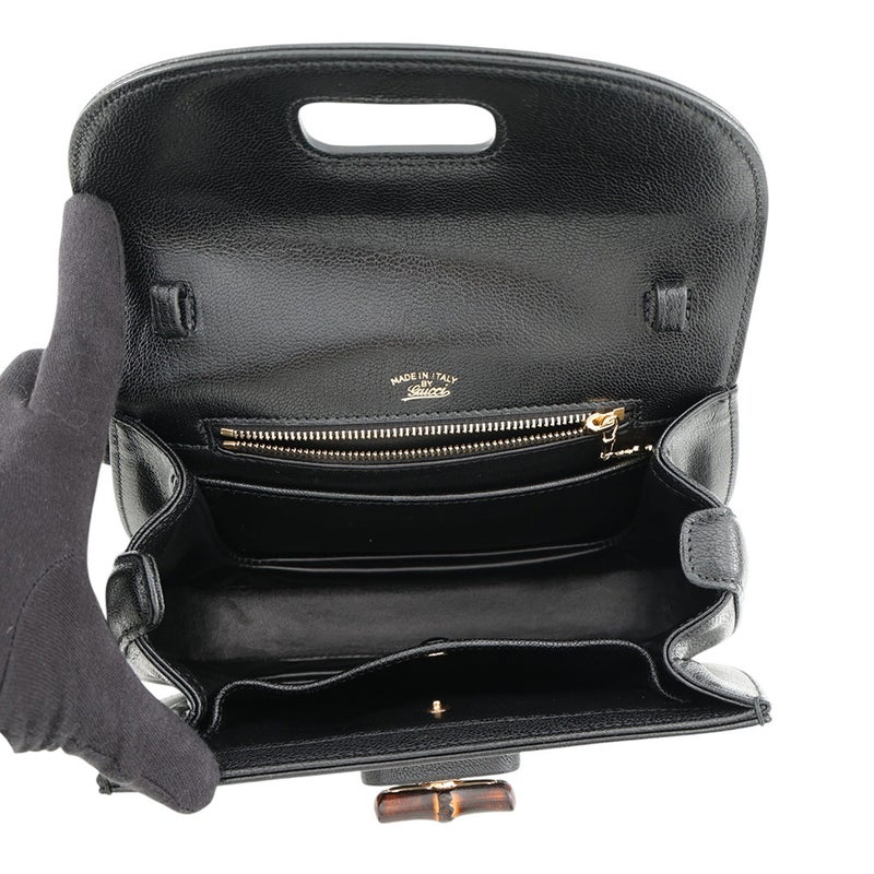 グッチ ハンドバッグ バンブー 1947 スモール レザー 863165 GUCCI 2wayショルダー 黒