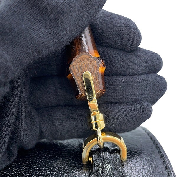 グッチ ハンドバッグ バンブー 1947 スモール レザー 863165 GUCCI 2wayショルダー 黒