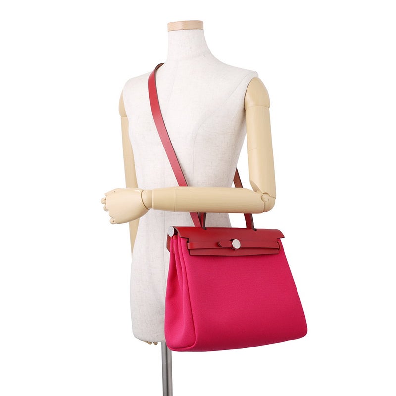 エルメス エールバッグジップPM ローズメキシコ/ルージュピマン/シルバー金具 トワルアッシュ/ヴァッシュハンター B刻印 HERMES