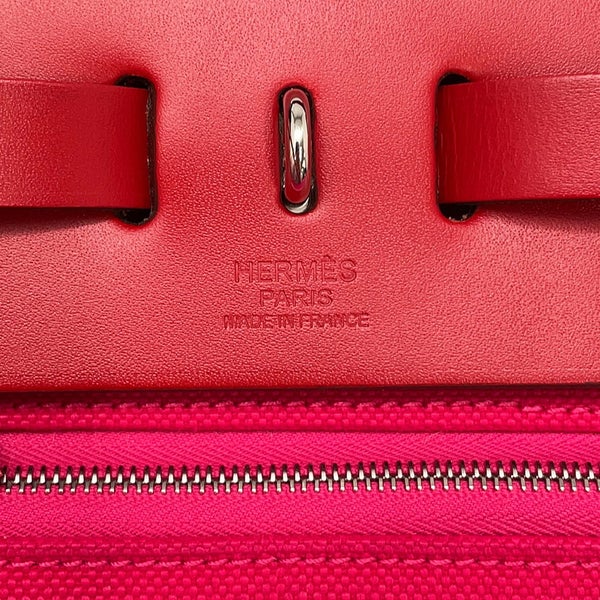 エルメス エールバッグジップPM ローズメキシコ/ルージュピマン/シルバー金具 トワルアッシュ/ヴァッシュハンター B刻印 HERMES