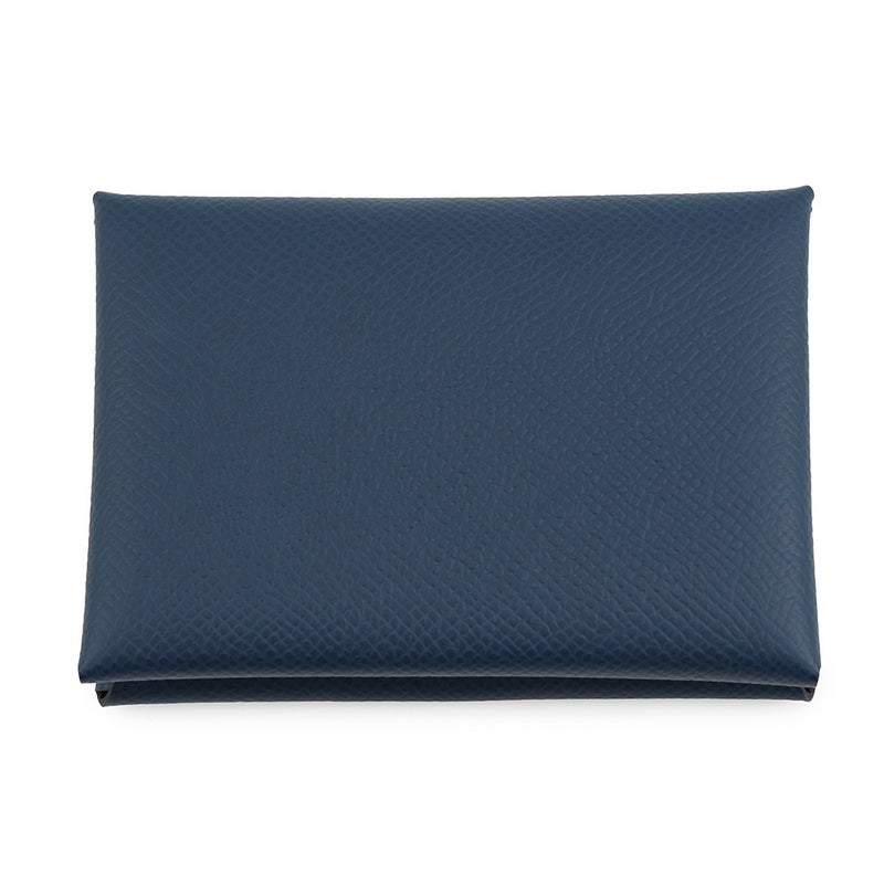 エルメス コインケース カルヴィ デュオ ブルードプリュス/シルバー金具 エプソン G刻印 財布