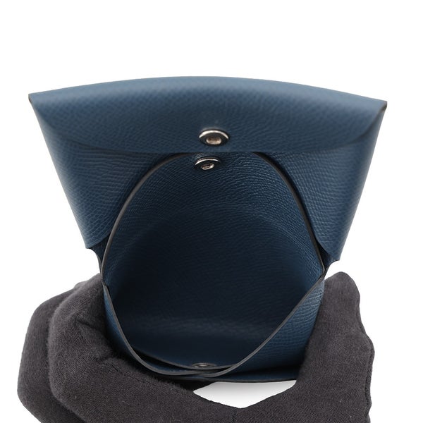 エルメス コインケース カルヴィ デュオ ブルードプリュス/シルバー金具 エプソン G刻印 財布