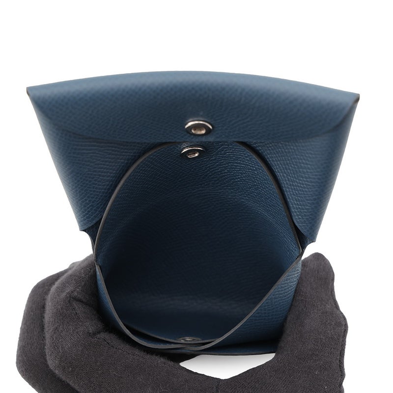 エルメス コインケース カルヴィ デュオ ブルードプリュス/シルバー金具 エプソン G刻印 財布