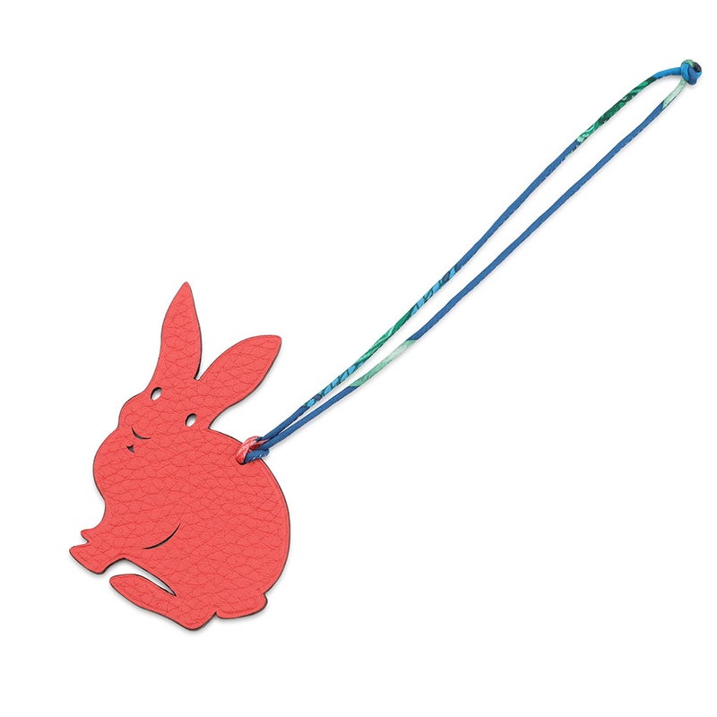 エルメス バッグチャーム プティアッシュ ウサギ ルージュピヴォワンヌ/ルージュセリエ  トゴ/シェブルミゾル