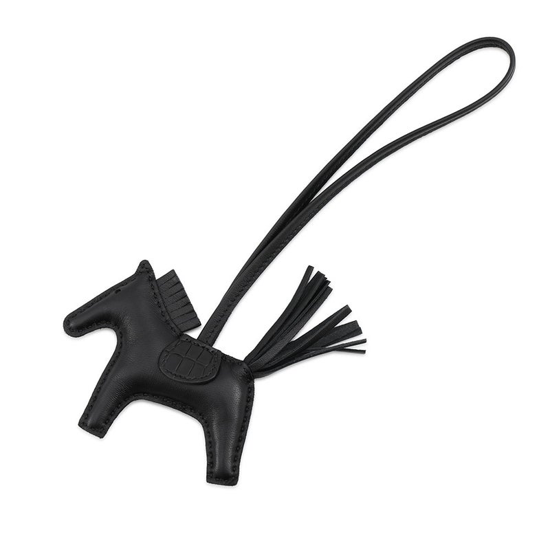 エルメス バッグチャーム ロデオPM タッチ ブラック ラムスキン/アリゲータマット Z刻印 HERMES 黒