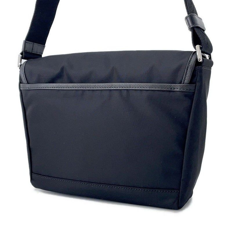 プラダ ショルダーバッグ Re-Nylon xサフィアーノ ナイロン レザー 2VD066 PRADA 斜め掛け 黒