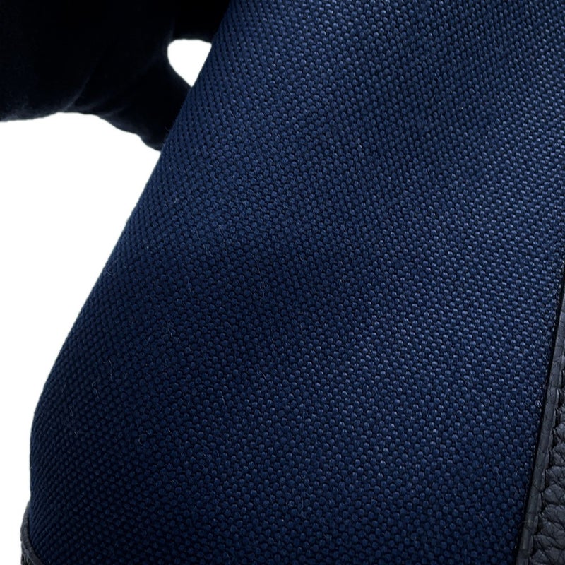 エルメス トートバッグ ガーデンパーティTPM ブルーマリン/ブラック/シルバー金具 トワルアッシュ/ネゴンダ B刻印 黒