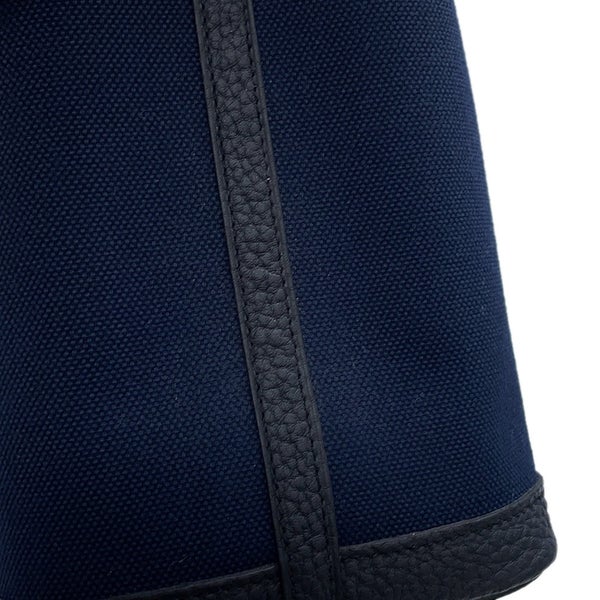 エルメス トートバッグ ガーデンパーティTPM ブルーマリン/ブラック/シルバー金具 トワルアッシュ/ネゴンダ B刻印 黒