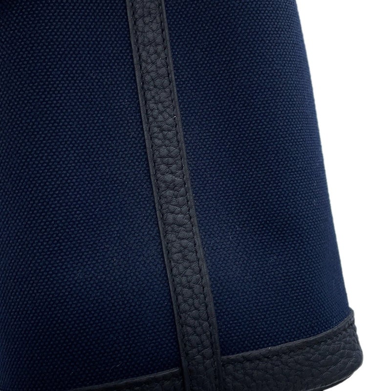 エルメス トートバッグ ガーデンパーティTPM ブルーマリン/ブラック/シルバー金具 トワルアッシュ/ネゴンダ B刻印 黒