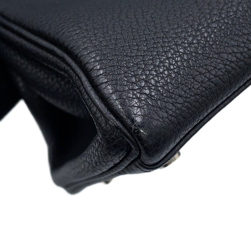 エルメス ハンドバッグ ケリー28 内縫い ブラック/シルバー金具 トゴ □F刻印 HERMES Kelly 2wayバッグ 黒