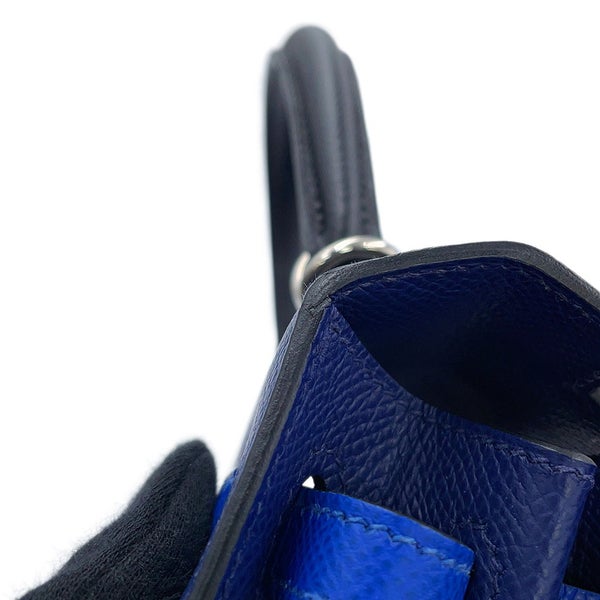 エルメス ハンドバッグ ケリー25 外縫い トリコロール ブルーサフィール/ブルーフランス/ブラック/シルバー金具 エプソン U刻印