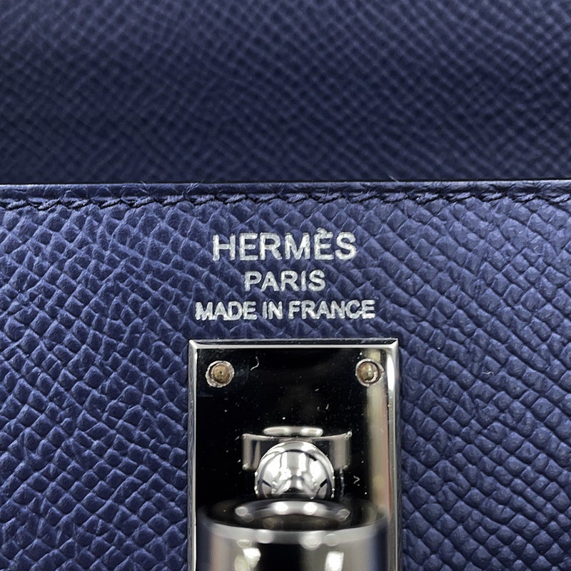 エルメス ハンドバッグ ケリー25 外縫い トリコロール ブルーサフィール/ブルーフランス/ブラック/シルバー金具 エプソン U刻印