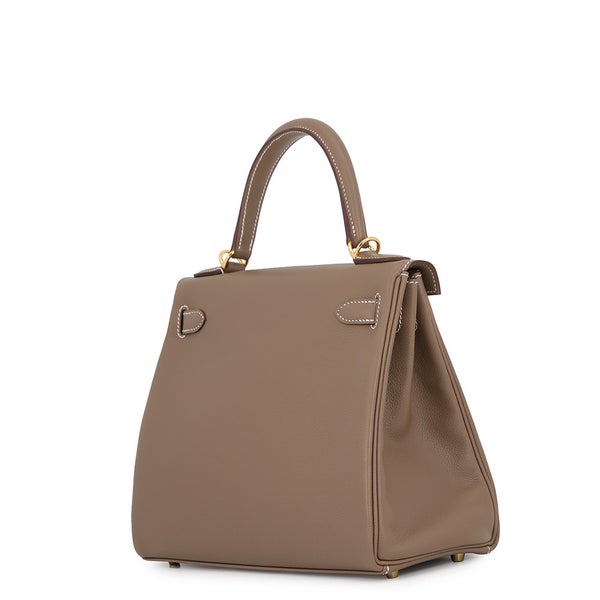 エルメス ハンドバッグ ケリー28 内縫い エトゥープ/ゴールド金具 エバーカラー G刻印 HERMES Kelly 2wayバッグ