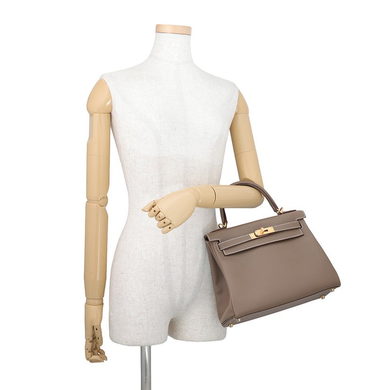 エルメス ハンドバッグ ケリー28 内縫い エトゥープ/ゴールド金具 エバーカラー G刻印 HERMES Kelly 2wayバッグ