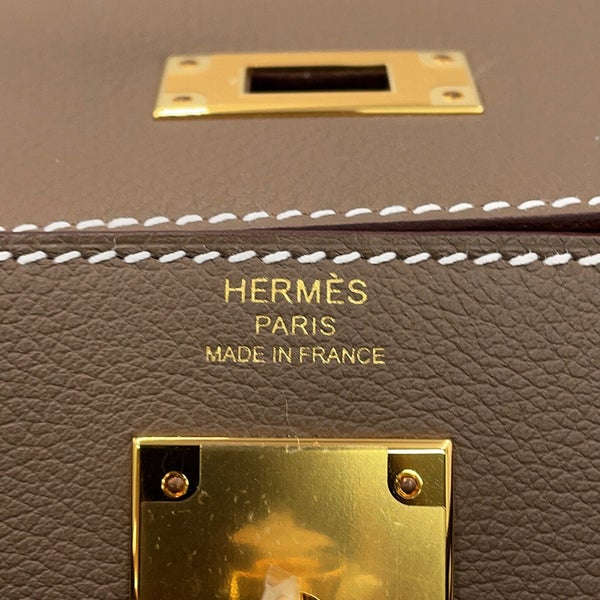 エルメス ハンドバッグ ケリー28 内縫い エトゥープ/ゴールド金具 エバーカラー G刻印 HERMES Kelly 2wayバッグ