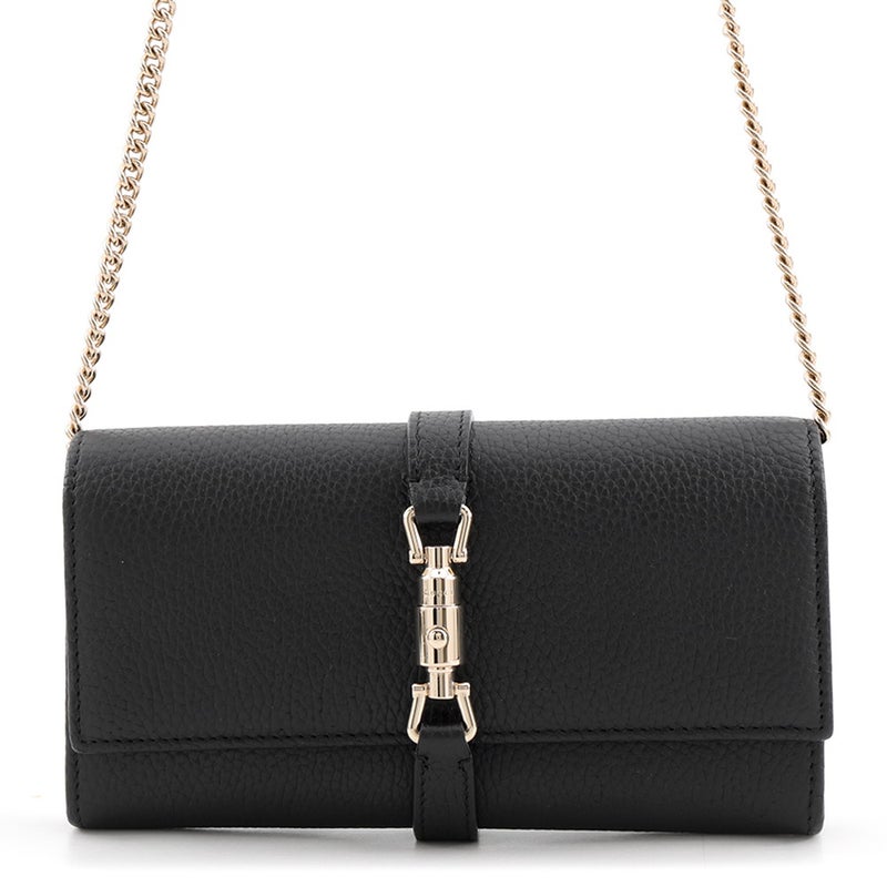 グッチ チェーンウォレット ジャッキー 1961 レザー 652681 GUCCI 財布 黒