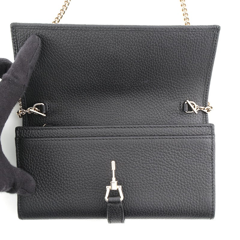 グッチ チェーンウォレット ジャッキー 1961 レザー 652681 GUCCI 財布 黒
