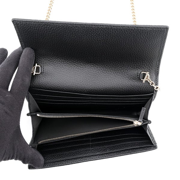 グッチ チェーンウォレット ジャッキー 1961 レザー 652681 GUCCI 財布 黒