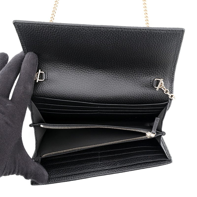 グッチ チェーンウォレット ジャッキー 1961 レザー 652681 GUCCI 財布 黒