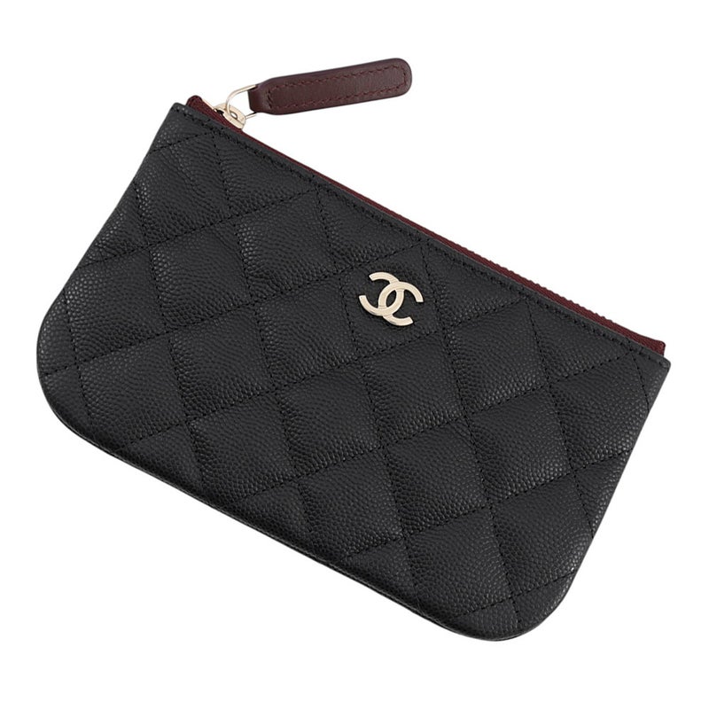 シャネル ポーチ クラシック スモール ジップ ポーチ マトラッセ ココマーク キャビアスキン AP4020 CHANEL 黒