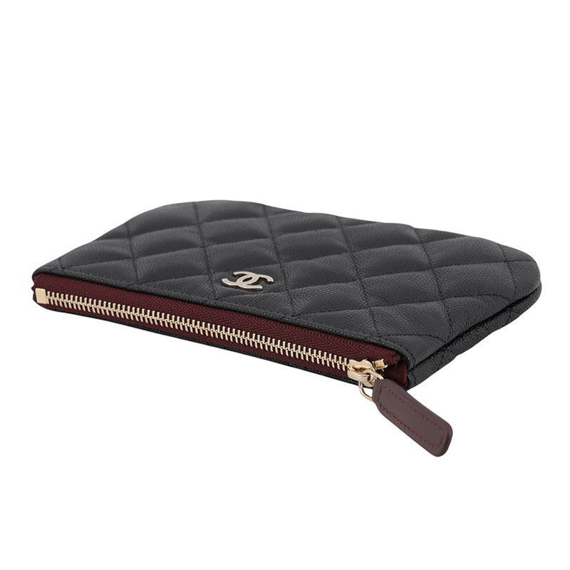 シャネル ポーチ クラシック スモール ジップ ポーチ マトラッセ ココマーク キャビアスキン AP4020 CHANEL 黒