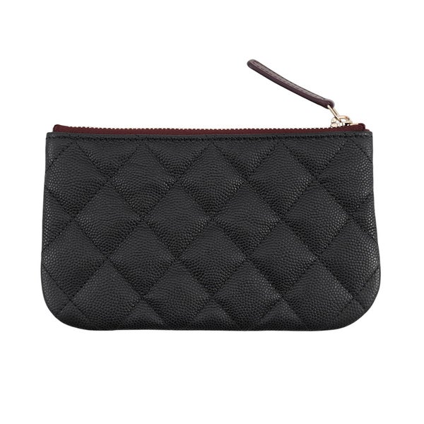 シャネル ポーチ クラシック スモール ジップ ポーチ マトラッセ ココマーク キャビアスキン AP4020 CHANEL 黒