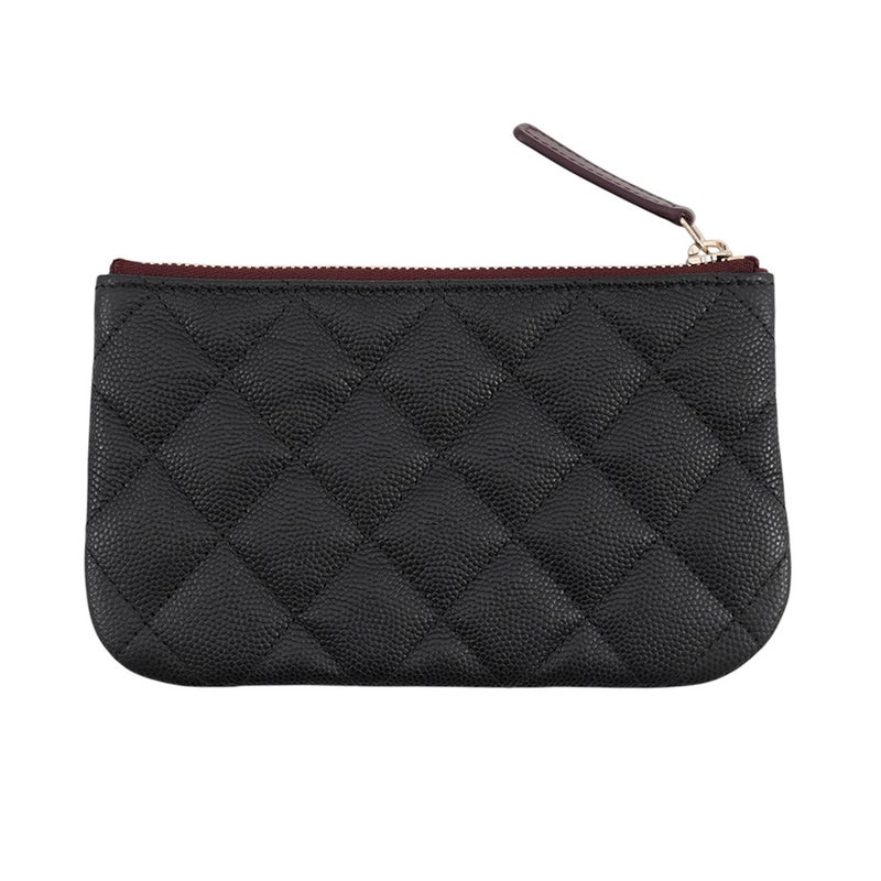 シャネル ポーチ クラシック スモール ジップ ポーチ マトラッセ ココマーク キャビアスキン AP4020 CHANEL 黒