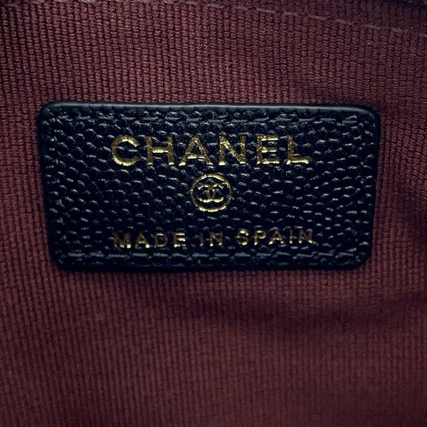 シャネル ポーチ クラシック スモール ジップ ポーチ マトラッセ ココマーク キャビアスキン AP4020 CHANEL 黒