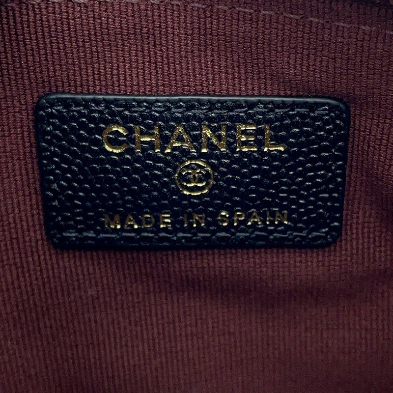 シャネル ポーチ クラシック スモール ジップ ポーチ マトラッセ ココマーク キャビアスキン AP4020 CHANEL 黒