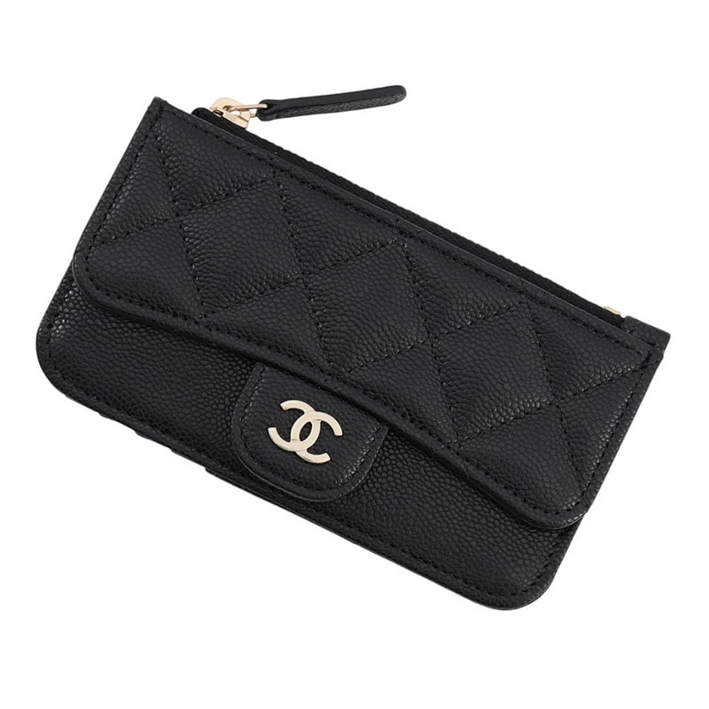 シャネル カードケース クラシック ジップ ココマーク マトラッセ キャビアスキン AP2570 CHANEL 黒