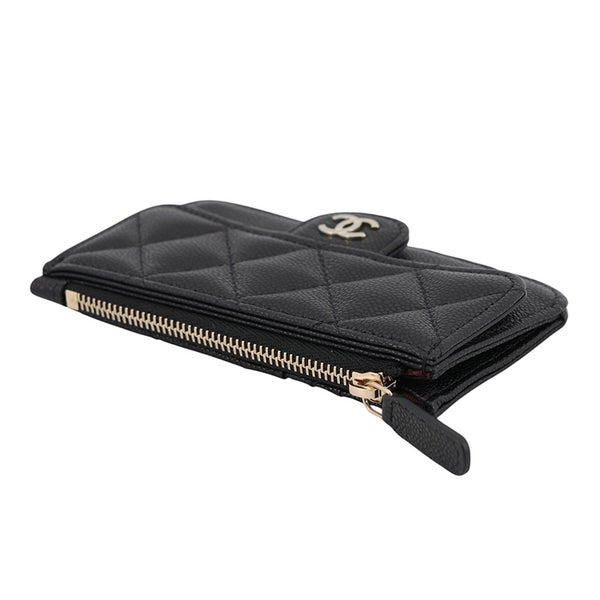 シャネル カードケース クラシック ジップ ココマーク マトラッセ キャビアスキン AP2570 CHANEL 黒