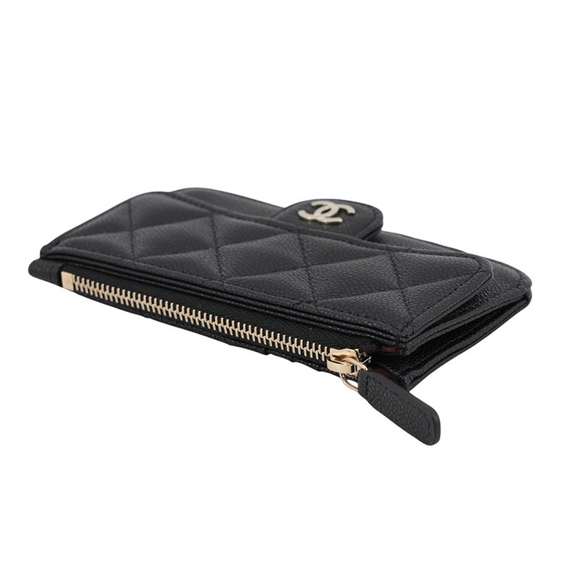シャネル カードケース クラシック ジップ ココマーク マトラッセ キャビアスキン AP2570 CHANEL 黒