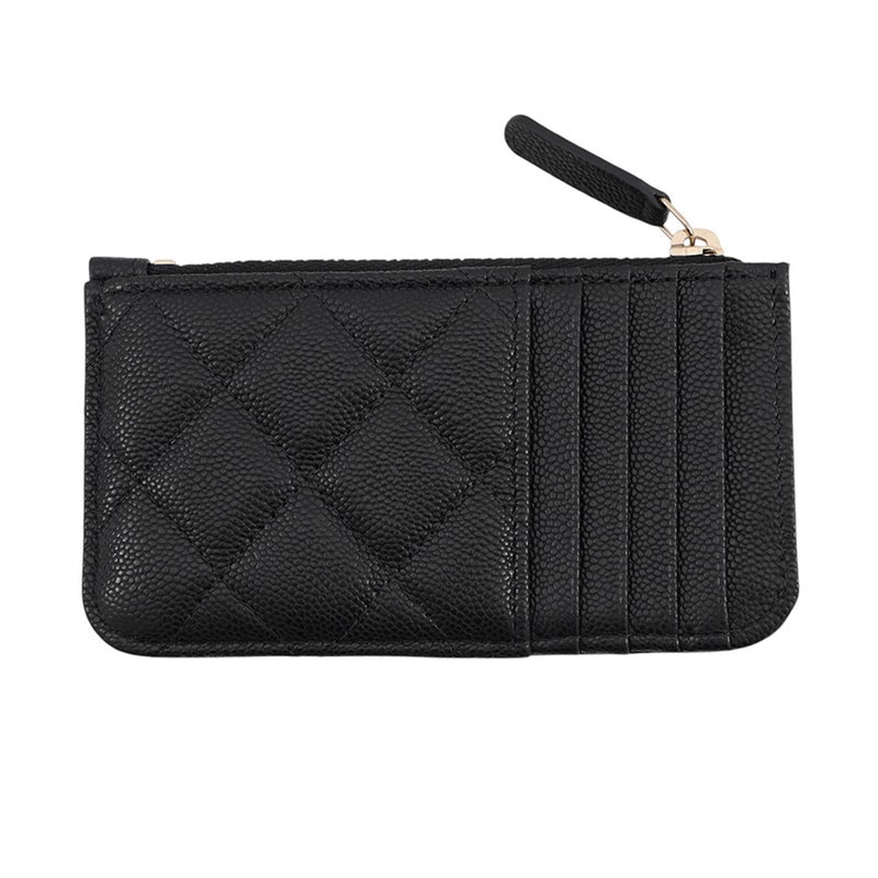 シャネル カードケース クラシック ジップ ココマーク マトラッセ キャビアスキン AP2570 CHANEL 黒