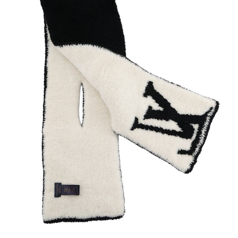 ルイヴィトン マフラー・コンフィー ウール ナイロン M79399 LVシグネチャー リバーシブル 白 黒