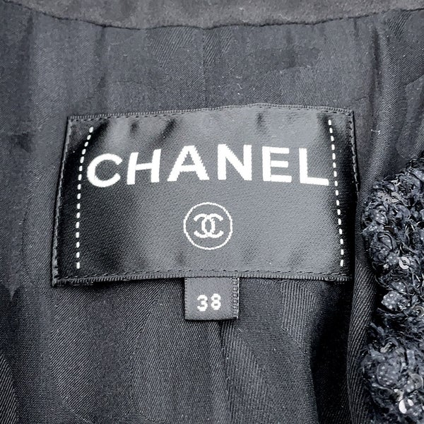 シャネル ジャケット ココマーク ツイード スパンコール レディースサイズ38 P80564 CHANEL アパレル アウター 黒