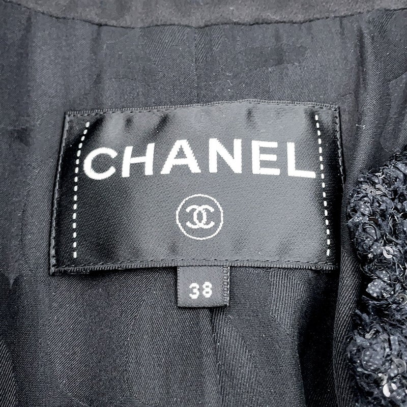 シャネル ジャケット ココマーク ツイード スパンコール レディースサイズ38 P80564 CHANEL アパレル アウター 黒