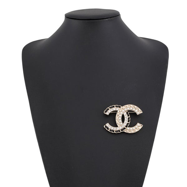 シャネル ブローチ ココマーク ラインストーン フェイクパール ラムスキン B24C AB8609 CHANEL アクセサリー