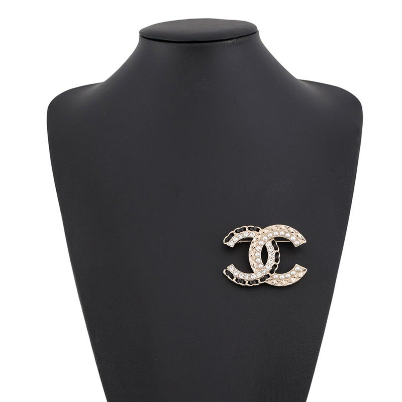 シャネル ブローチ ココマーク ラインストーン フェイクパール ラムスキン B24C AB8609 CHANEL アクセサリー