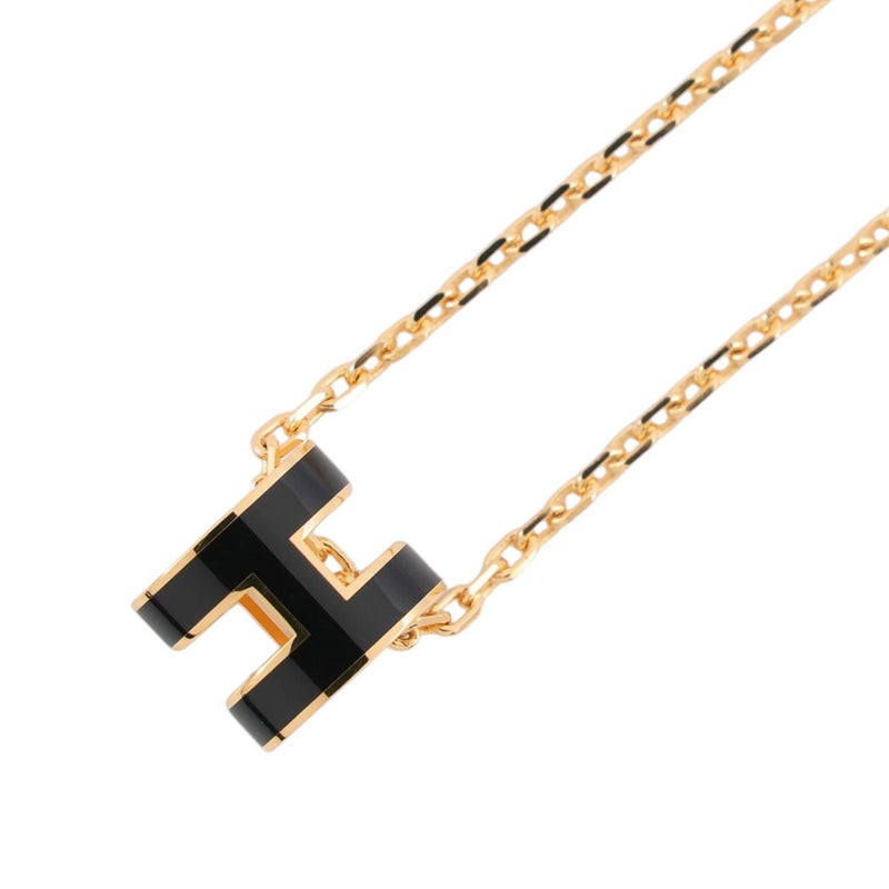 エルメス ネックレス ミニ・ポップアッシュ ブラック/ゴールド金具 HERMES アクセサリー ポップH