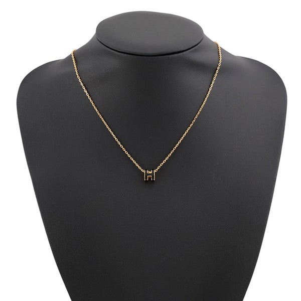 エルメス ネックレス ミニ・ポップアッシュ ブラック/ゴールド金具 HERMES アクセサリー ポップH