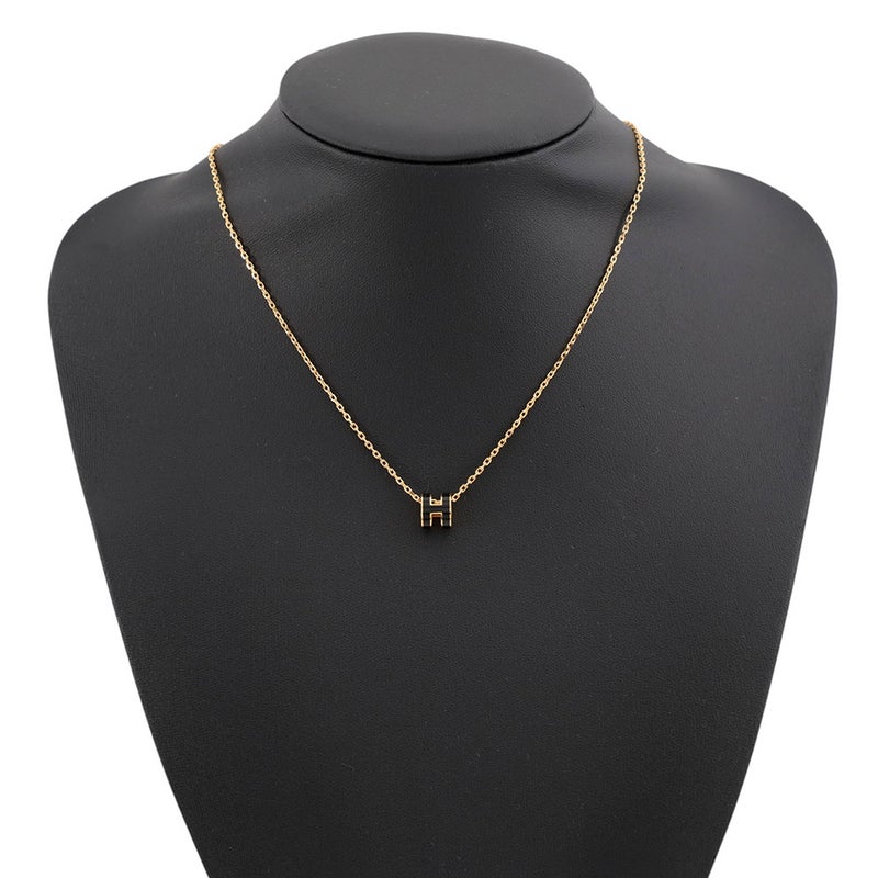 エルメス ネックレス ミニ・ポップアッシュ ブラック/ゴールド金具 HERMES アクセサリー ポップH