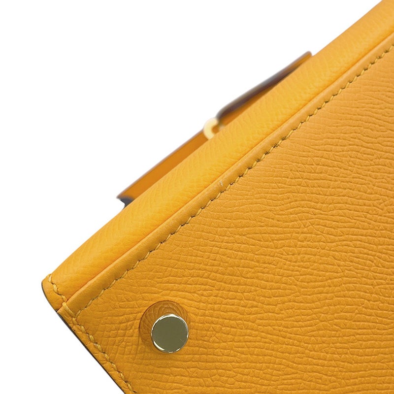 エルメス ハンドバッグ ケリー25 外縫い ジョーヌドール/ブルーロワイヤル/マットゴールド金具 エプソン C刻印 HERMES 2way SPO