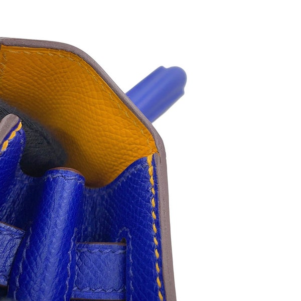 エルメス ハンドバッグ ケリー25 外縫い ジョーヌドール/ブルーロワイヤル/マットゴールド金具 エプソン C刻印 HERMES 2way SPO