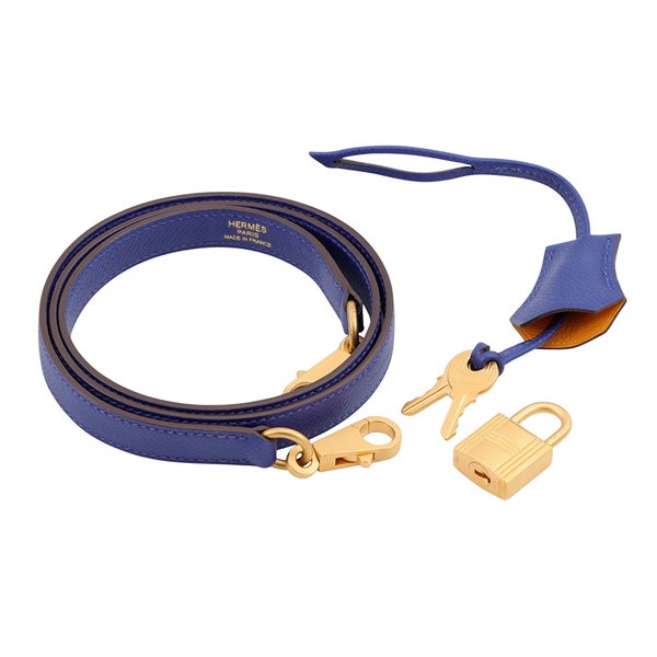 エルメス ハンドバッグ ケリー25 外縫い ジョーヌドール/ブルーロワイヤル/マットゴールド金具 エプソン C刻印 HERMES 2way SPO