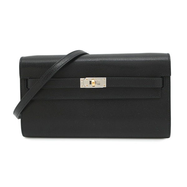 エルメス ケリーウォレット ロング トゥーゴー ブラック/エレクトラム金具 シェブルシャムキラ W刻印 財布 黒