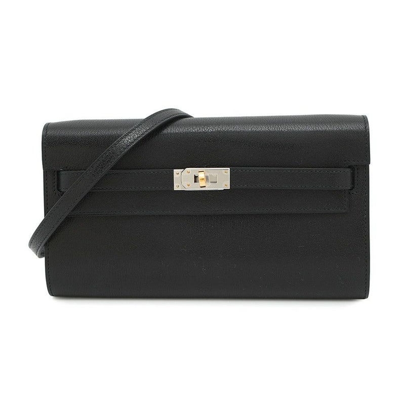 エルメス ケリーウォレット ロング トゥーゴー ブラック/エレクトラム金具 シェブルシャムキラ W刻印 財布 黒